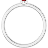14K Gold Round Natural Mozambique Garnet Bezel-Set Solitaire Ring - White Gold - view 7