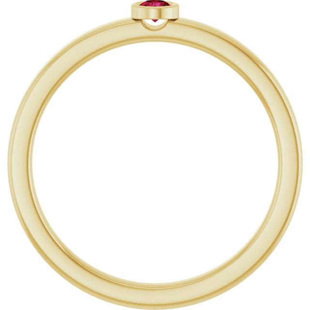 14K Gold Round Natural Ruby Bezel-Set Solitaire Ring - Yellow Gold - view 7