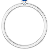 Platinum Round Lab-Grown Blue Sapphire Bezel-Set Solitaire Ring - view 7