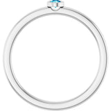 Platinum Round Natural Blue Zircon Bezel-Set Solitaire Ring - view 7