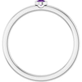 14K Gold Round Natural Amethyst Bezel-Set Solitaire Ring - White Gold - view 7