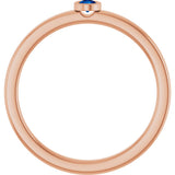 14K Gold Round Lab-Grown Blue Sapphire Bezel-Set Solitaire Ring - Rose Gold - view 7