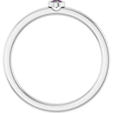 14K Gold Round Natural Alexandrite Bezel-Set Solitaire Ring - White Gold - view 7