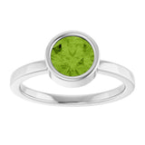 Platinum Round Natural Peridot Bezel-Set Solitaire Ring - view 8
