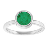Platinum Round Lab-Grown Emerald Bezel-Set Solitaire Ring - view 8