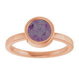 14K Gold Round Lab-Grown Alexandrite Bezel-Set Solitaire Ring - Rose Gold - view 8