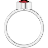 14K Gold Round Natural Mozambique Garnet Bezel-Set Solitaire Ring - White Gold - view 7