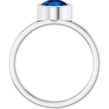 14K Gold Round Natural Blue Sapphire Bezel-Set Solitaire Ring - White Gold - view 7