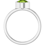 14K Gold Round Natural Peridot Bezel-Set Solitaire Ring - White Gold - view 7
