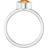 Platinum Round Natural Citrine Bezel-Set Solitaire Ring - view 7
