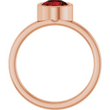 14K Gold Round Natural Mozambique Garnet Bezel-Set Solitaire Ring - Rose Gold - view 7