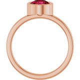 14K Gold Round Lab-Grown Ruby Bezel-Set Solitaire Ring - Rose Gold - view 7