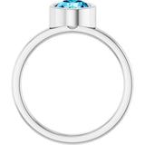 14K Gold Round Natural Aquamarine Bezel-Set Solitaire Ring - White Gold - view 7