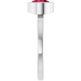 Platinum Round Lab-Grown Ruby Bezel-Set Solitaire Ring - view 9