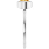 14K Gold Round Natural Citrine Bezel-Set Solitaire Ring - White Gold - view 9
