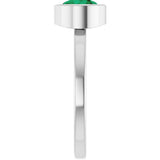 14K Gold Round Lab-Grown Emerald Bezel-Set Solitaire Ring - White Gold - view 9