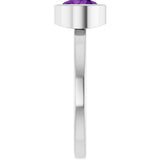 14K Gold Round Natural Amethyst Bezel-Set Solitaire Ring - White Gold - view 9
