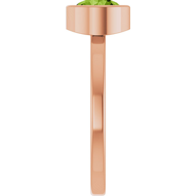 14K Gold Round Natural Peridot Bezel-Set Solitaire Ring - Rose Gold - view 9