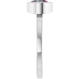 Platinum Round Lab-Grown Alexandrite Bezel-Set Solitaire Ring - view 9