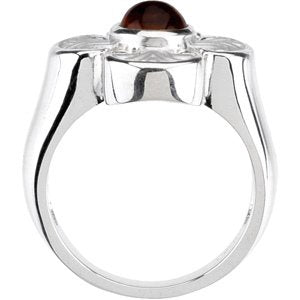 14K Gold Round Natural Citrine Maltese Cross Ring - White Gold - view 2