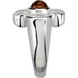 14K Gold Round Natural Citrine Maltese Cross Ring - White Gold - view 4