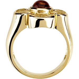 14K Gold Round Natural Citrine Maltese Cross Ring - Yellow Gold - view 2