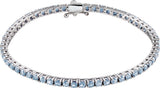 14K Gold Round Natural Aquamarine Line Bracelet