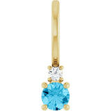 14K Gold Round Natural Aquamarine Accented Pendant - Yellow Gold - view 4