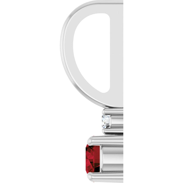 14K Gold Round Natural Mozambique Garnet Accented Pendant - White Gold - view 6