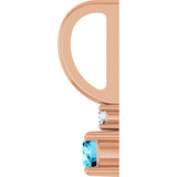 14K Gold Round Natural Aquamarine Accented Pendant - Rose Gold - view 6