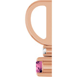 14K Gold Round Natural Pink Tourmaline Accented Pendant - Rose Gold - view 6