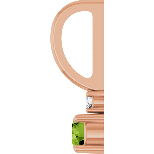 14K Gold Round Natural Peridot Accented Pendant - Rose Gold - view 6