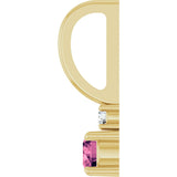 14K Gold Round Natural Pink Tourmaline Accented Pendant - Yellow Gold - view 6