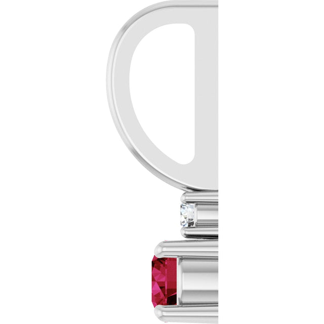 Platinum Round Lab-Grown Ruby Accented Pendant – up to 0.015 CTW - view 6