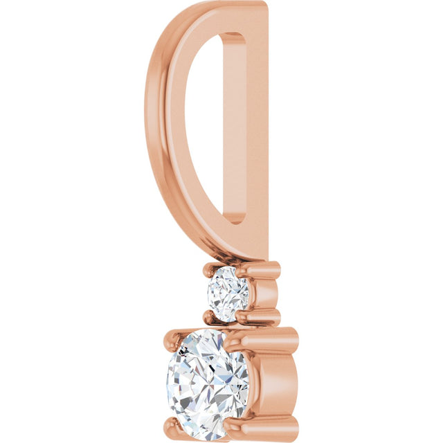 14K Gold Round Natural White Sapphire Accented Pendant - Rose Gold - view 5