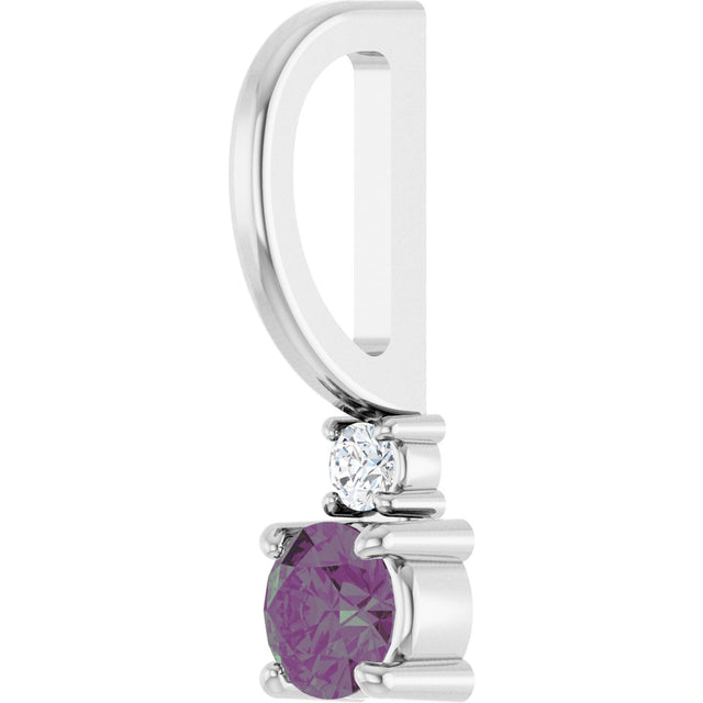 Platinum Round Natural Alexandrite Accented Pendant - view 5