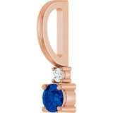 14K Gold Round Lab-Grown Blue Sapphire Accented Pendant – up to 0.015 CTW - Rose Gold - view 5