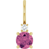 14K Gold Round Natural Pink Tourmaline Accented Pendant - Yellow Gold - view 4
