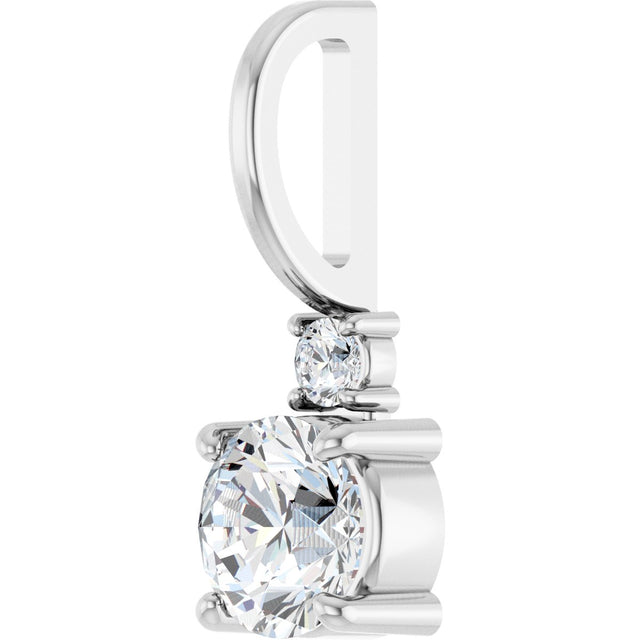 Platinum Round Natural White Sapphire Accented Pendant - view 5