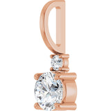 14K Gold Round Natural White Sapphire Accented Pendant - Rose Gold - view 5