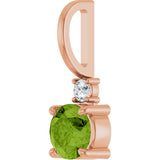 14K Gold Round Natural Peridot Accented Pendant - Rose Gold - view 5