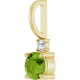14K Gold Round Natural Peridot Accented Pendant - Yellow Gold - view 5