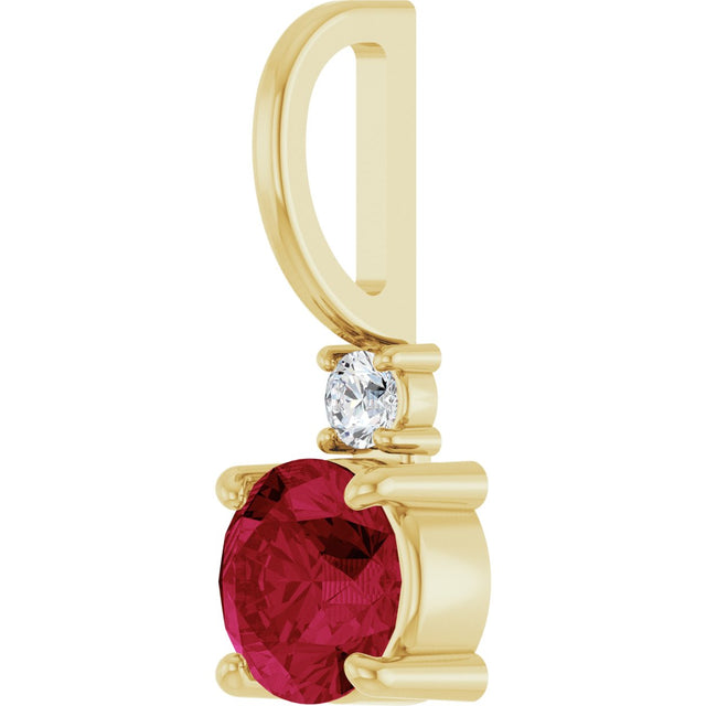 14K Gold Round Lab-Grown Ruby Accented Pendant – up to 0.015 CTW - Yellow Gold - view 5