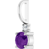 Platinum Round Natural Amethyst Accented Pendant - view 5