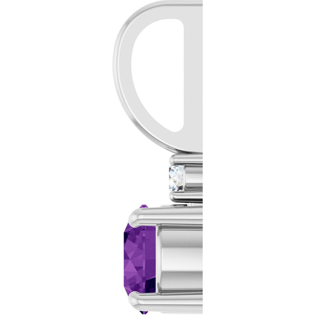 Platinum Round Natural Amethyst Accented Pendant - view 6