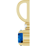 14K Gold Round Lab-Grown Blue Sapphire Accented Pendant – up to 0.015 CTW - Yellow Gold - view 6