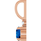 14K Gold Round Natural Blue Sapphire Accented Pendant - Rose Gold - view 6
