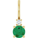 14K Gold Round Natural Emerald Accented Pendant - Yellow Gold - view 4