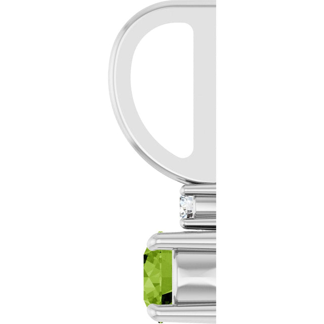 Platinum Round Natural Peridot Accented Pendant - view 6