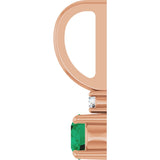 14K Gold Round Natural Emerald Accented Pendant - Rose Gold - view 6